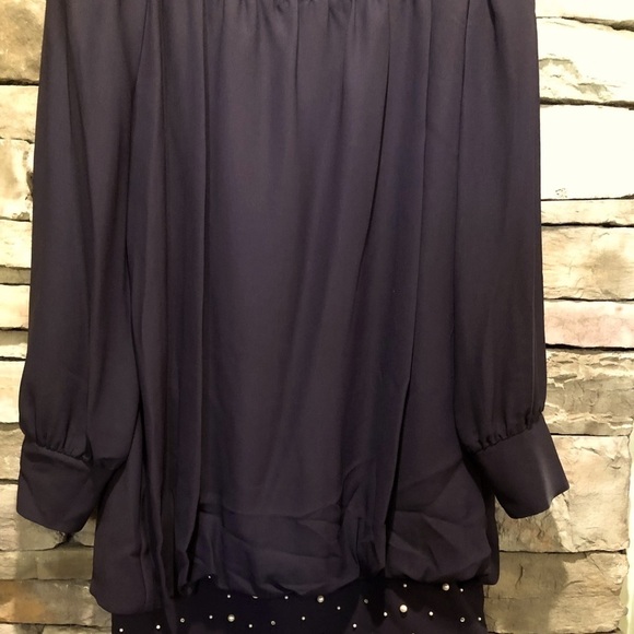 Vintage Morton Myles size 14 dress black with pearl accents on bottom - Picture 9 of 15